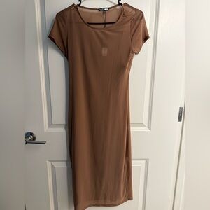 Fashion Nova Tan Midi Dress
